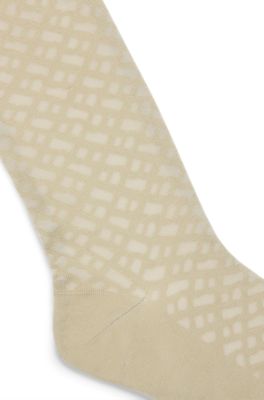 Chaussettes mi-mollet &agrave; motif monogrammes, Kaki