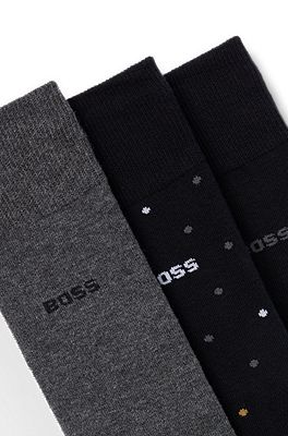 BOSS - Gift-boxed three-pack of regular-length socks