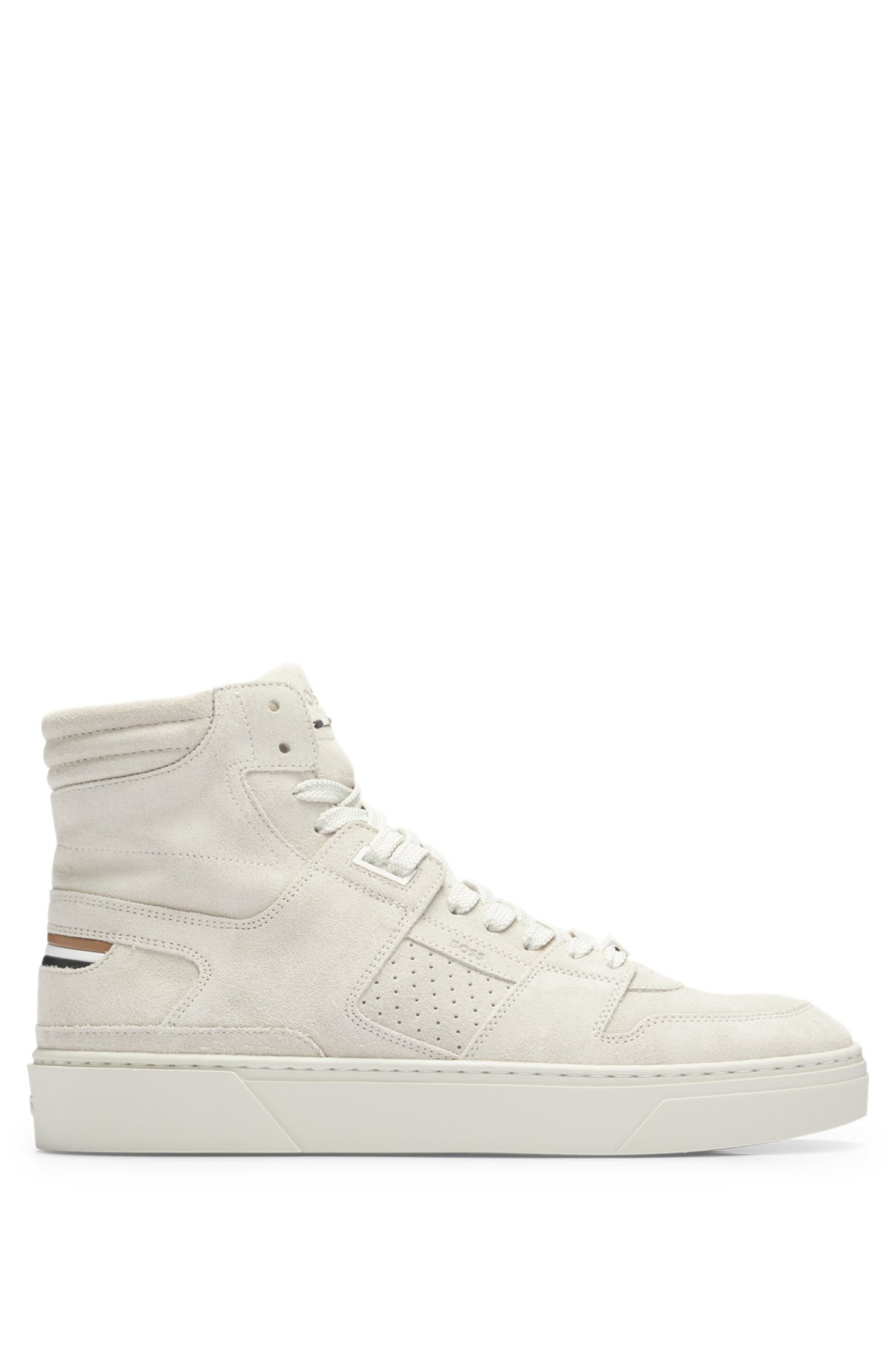BOSS - Leather high-top trainers with signature-stripe detail