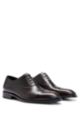 Italian-made leather Oxford shoes with branding, Dark Brown