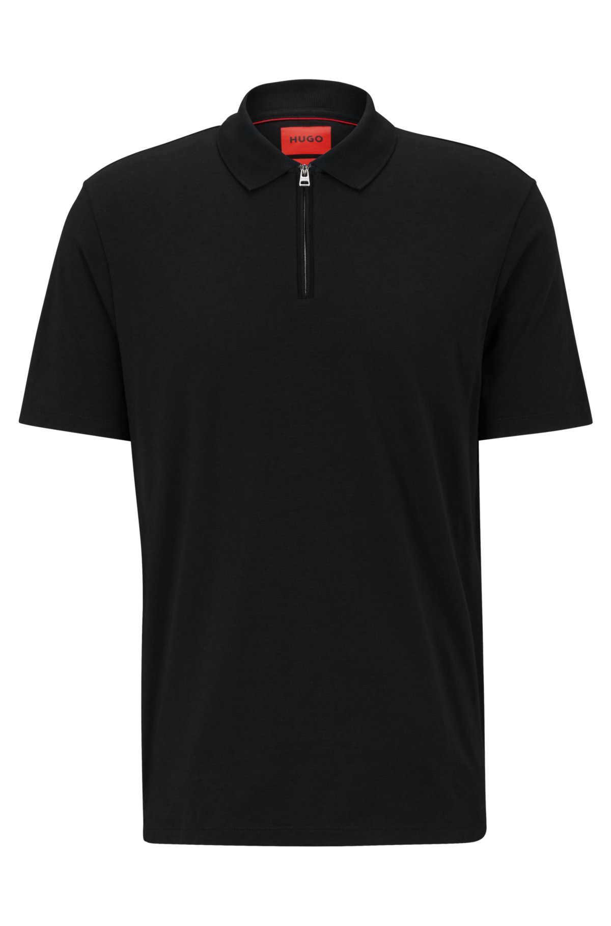 HUGO - Cotton-blend polo shirt with zip placket