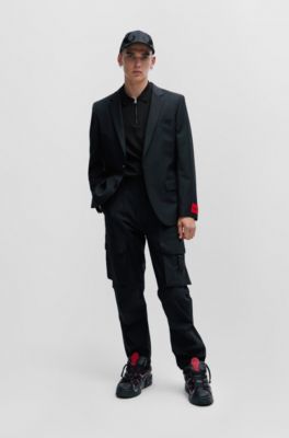 Polo de mezcla de algod&oacute;n con tapeta de cremallera, Negro