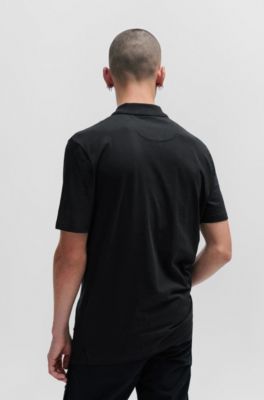 Polo de mezcla de algod&oacute;n con tapeta de cremallera, Negro