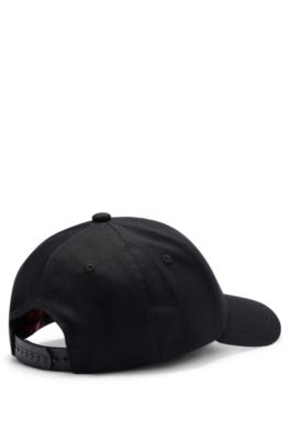 Cotton-twill cap with embroidered logo and snap closure, Black