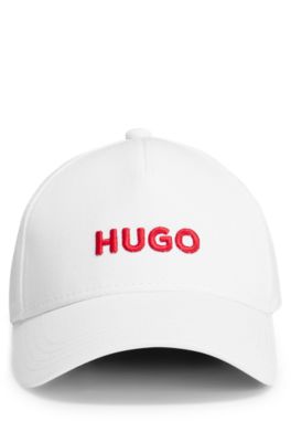 Cotton-twill cap with embroidered logo and snap closure, White