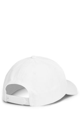 Cotton-twill cap with embroidered logo and snap closure, White