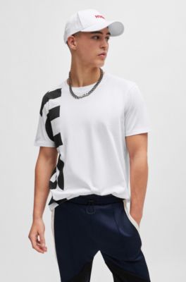 Cotton-twill cap with embroidered logo and snap closure, White