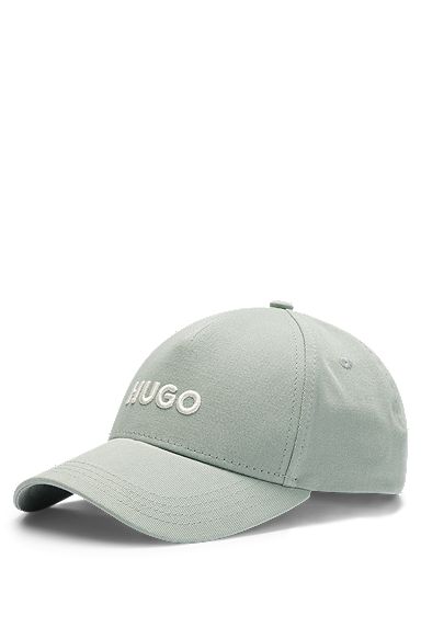 Cotton-twill cap with embroidered logo and snap closure, Light Green