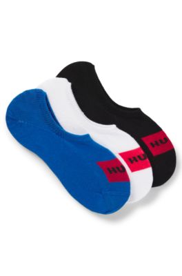 Three-pack of invisible socks with red logos, Blue