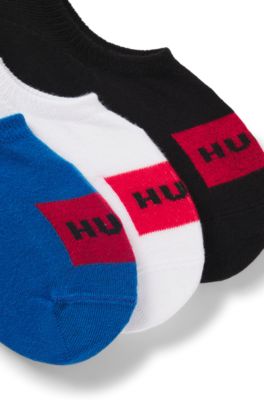 Three-pack of invisible socks with red logos, Blue