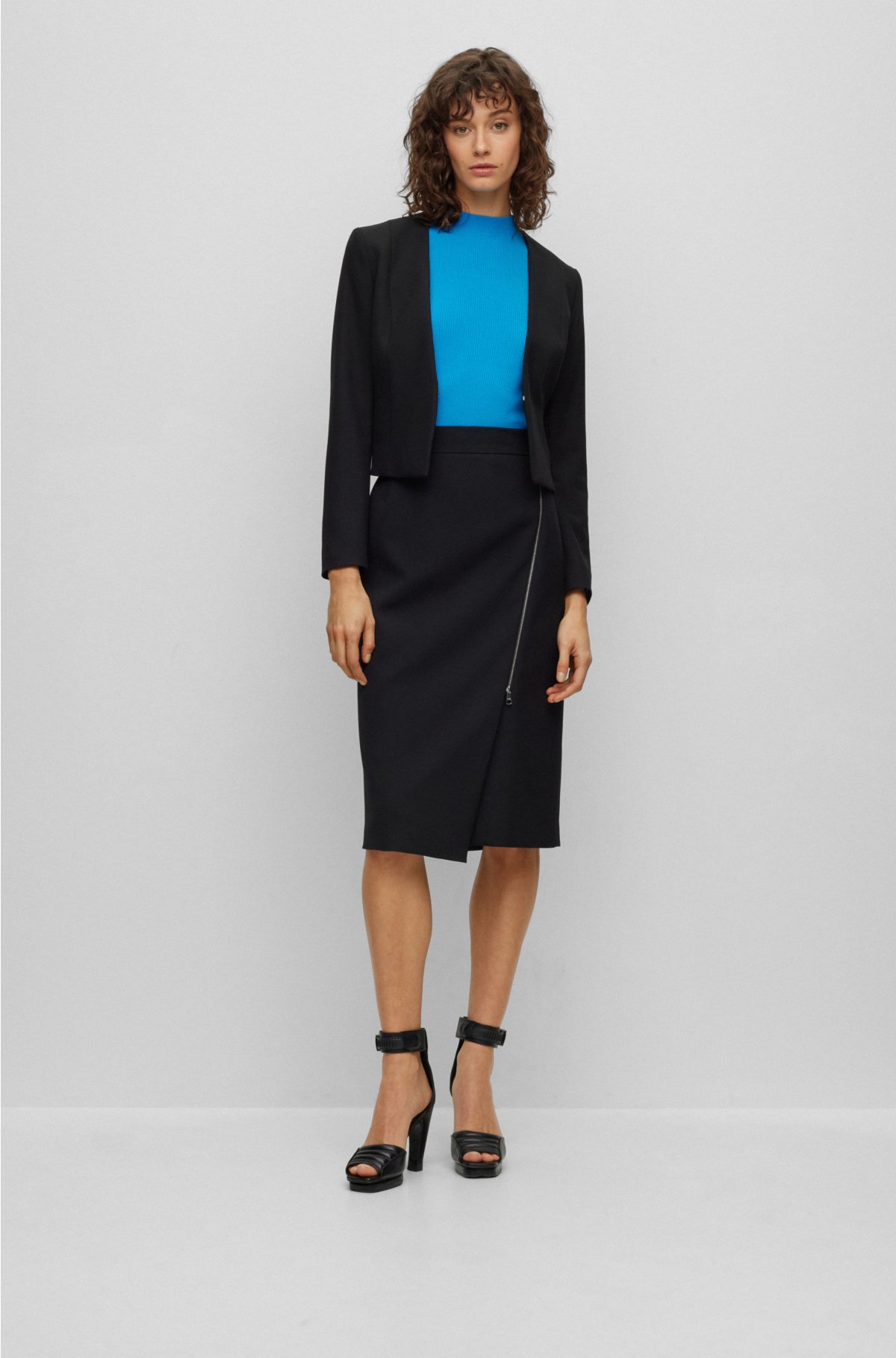 BOSS - Pencil skirt in stretch fabric with front slit