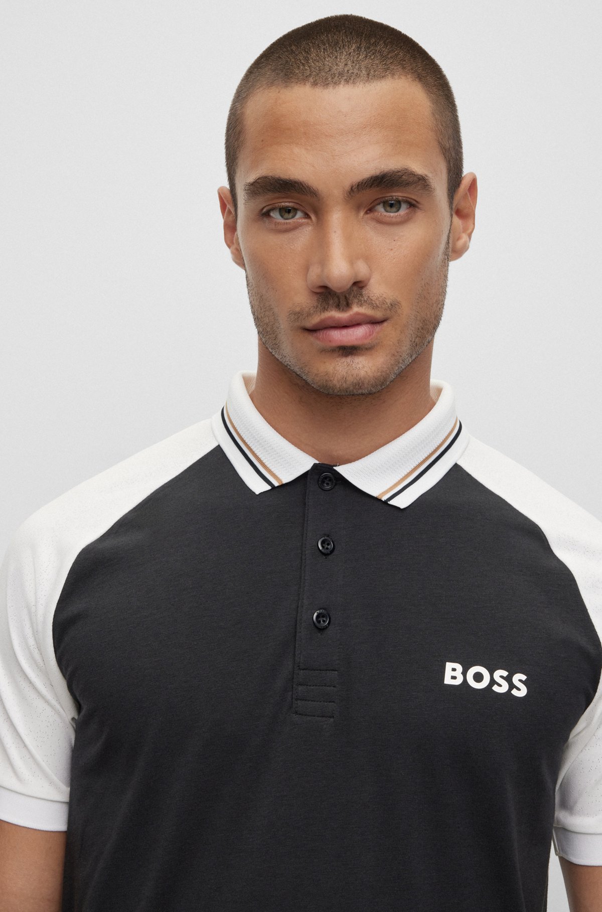 BOSS x Matteo Berrettini slim-fit color-blocked polo shirt, Black