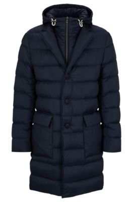 BOSS - Slim-fit padded jacket with hooded inner