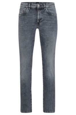 BOSS - Slim-fit jeans in stonewashed gray Italian stretch denim