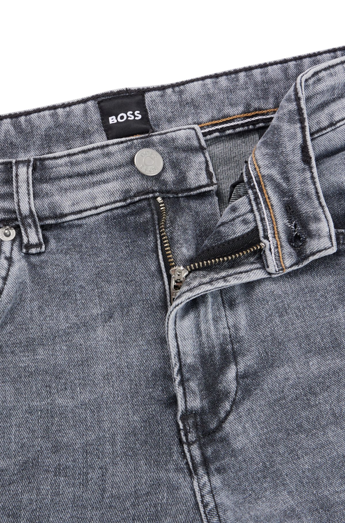 Italian Slim-fit BOSS gray stonewashed denim stretch jeans in -