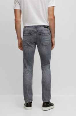 BOSS - Slim-fit jeans in stonewashed gray Italian stretch denim