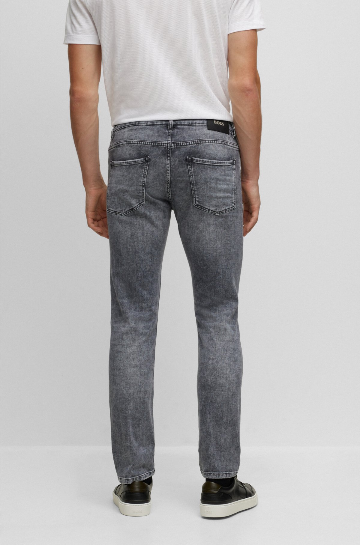 controller Ung dame Mission BOSS - Slim-fit jeans in stonewashed gray Italian stretch denim
