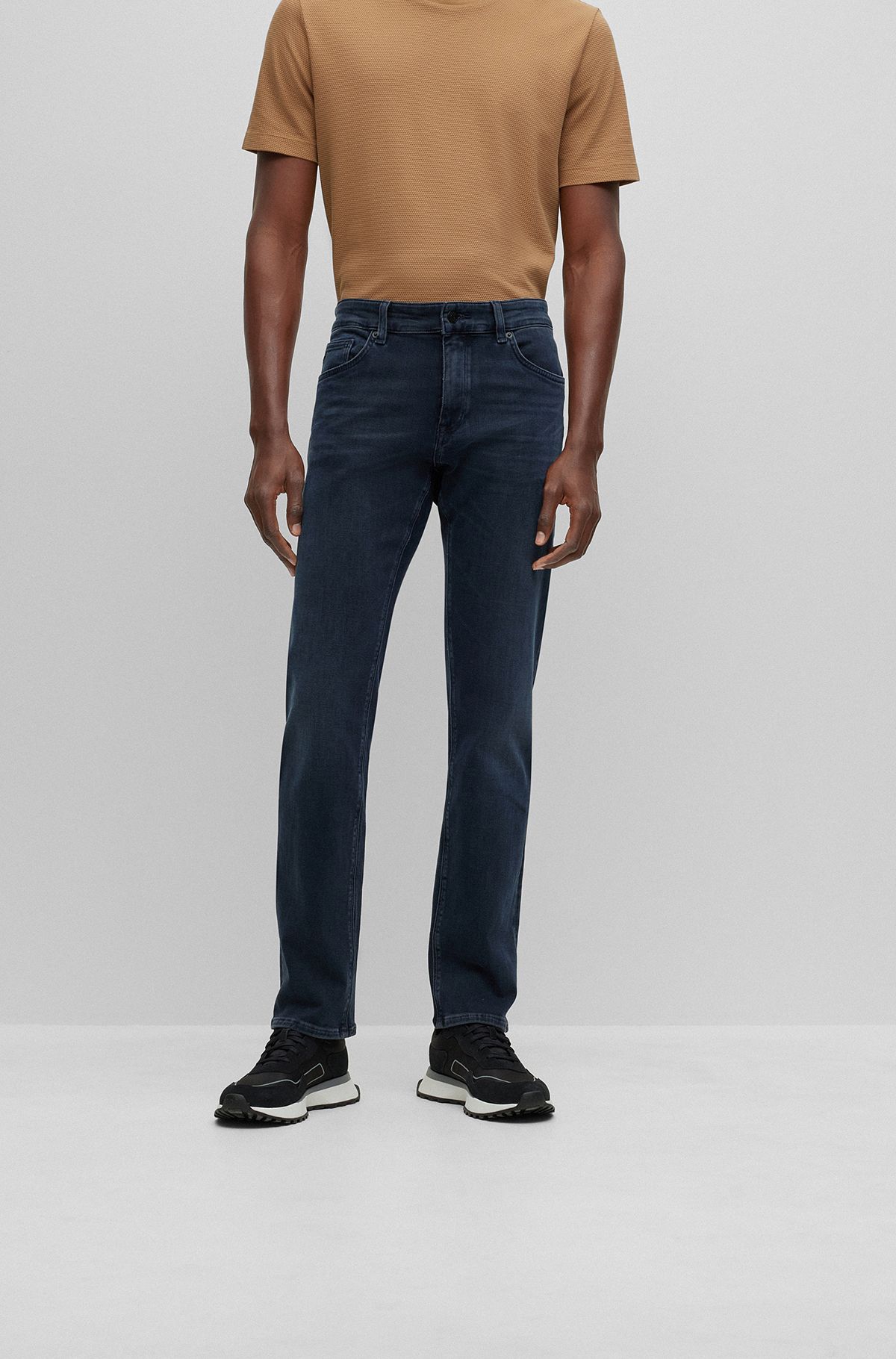 Regular-fit jeans in coal-navy denim, Dark Blue