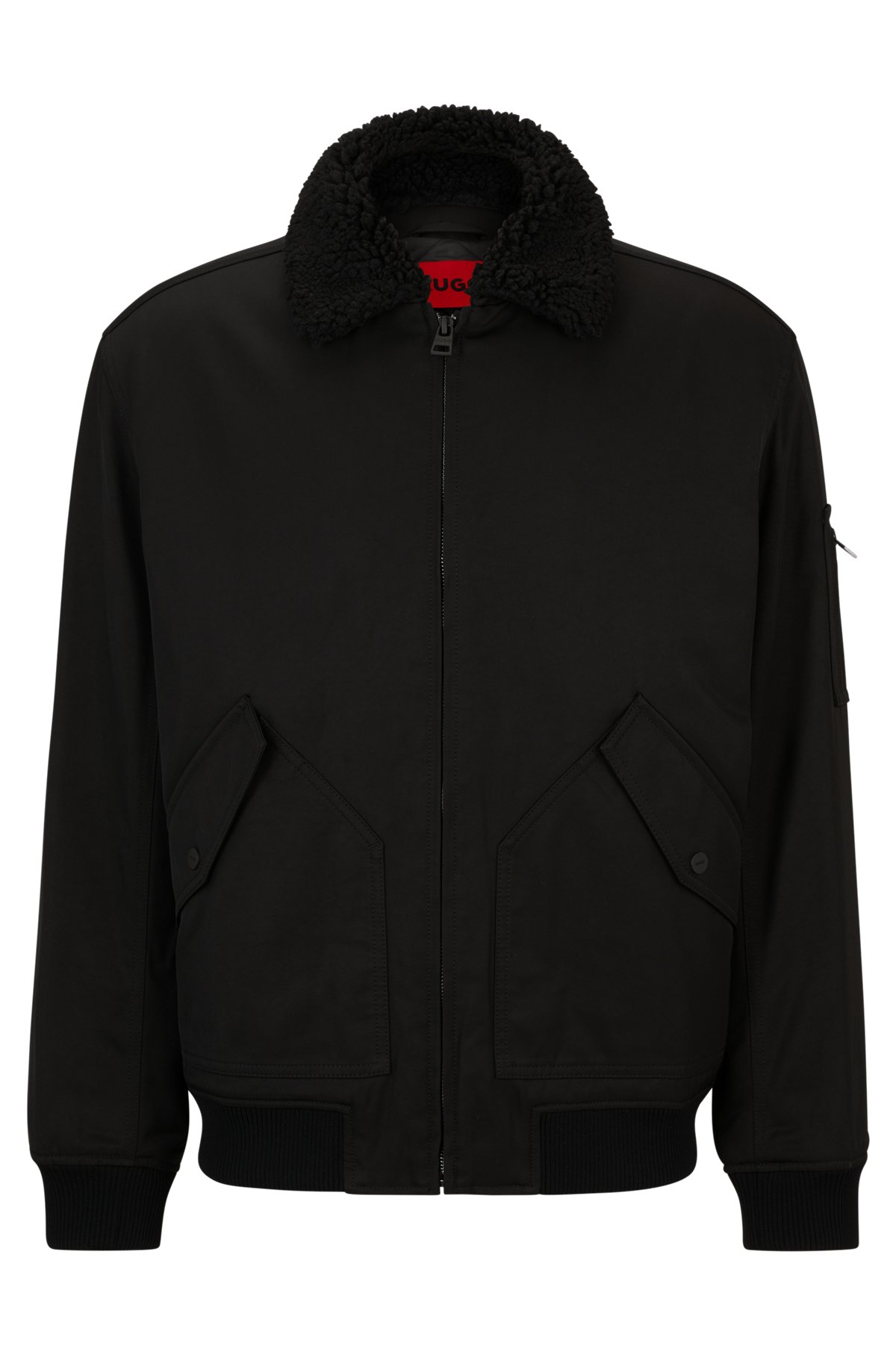 HUGO - Water-repellent padded bomber jacket with teddy collar