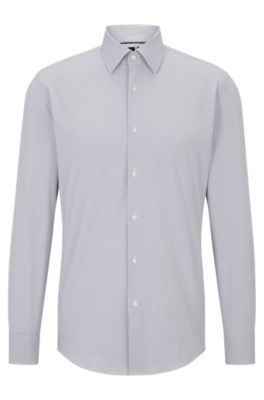 BOSS - Slim-fit shirt in striped performance-stretch material