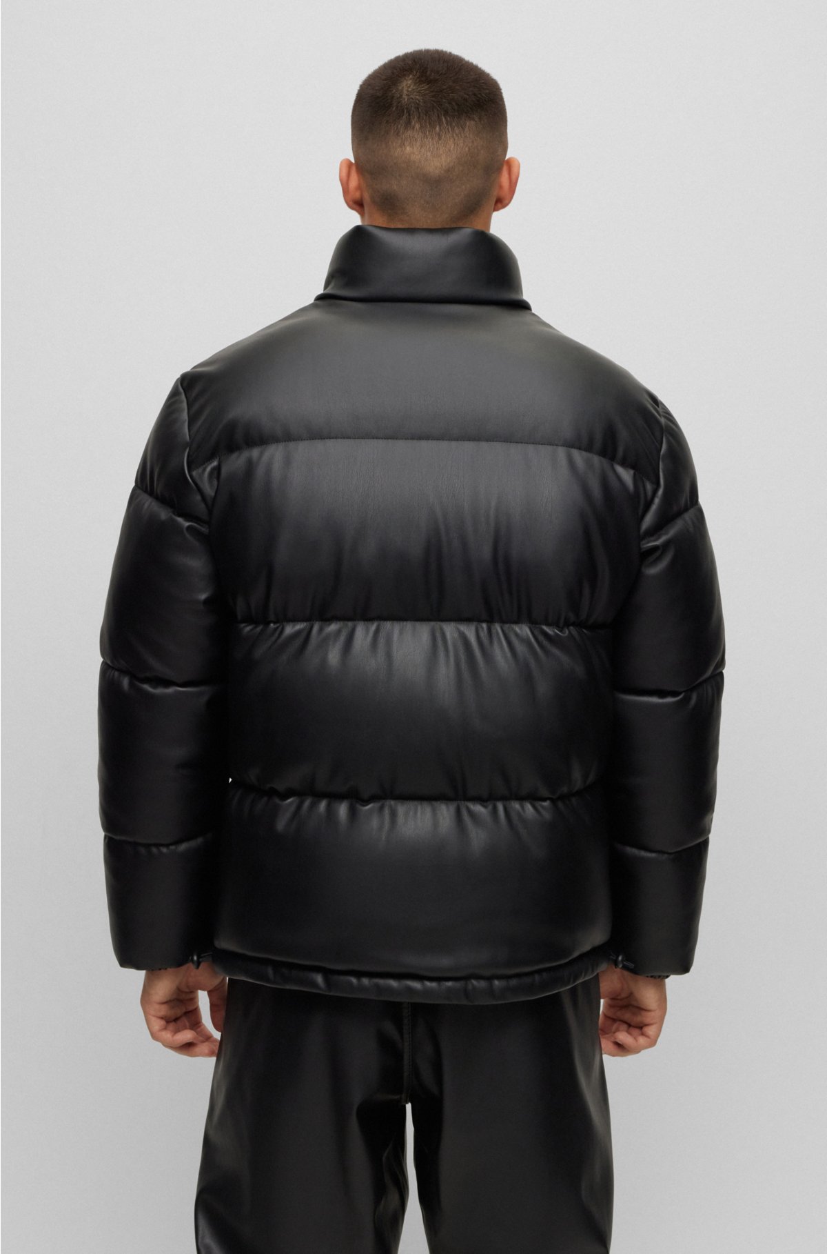 HUGO - Regular-fit padded jacket in faux leather
