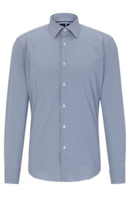 BOSS - Regular-fit shirt in checked performance-stretch fabric