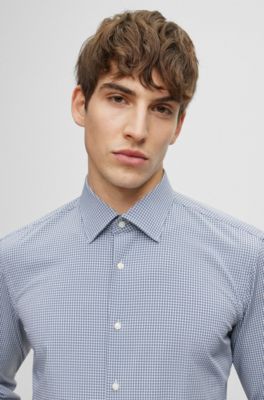BOSS - Regular-fit shirt in checked performance-stretch fabric