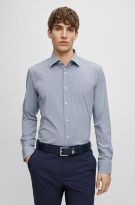 BOSS - Regular-fit shirt in checked performance-stretch fabric