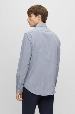 BOSS - Regular-fit shirt in checked performance-stretch fabric