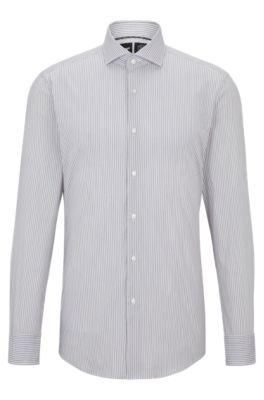 BOSS - Slim-fit shirt in striped performance-stretch fabric