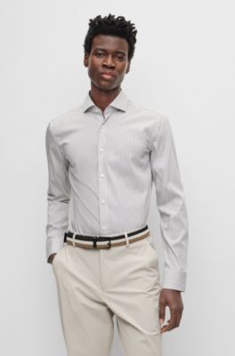 HUGO BOSS SLIM-FIT SHIRT IN STRIPED PERFORMANCE-STRETCH FABRIC