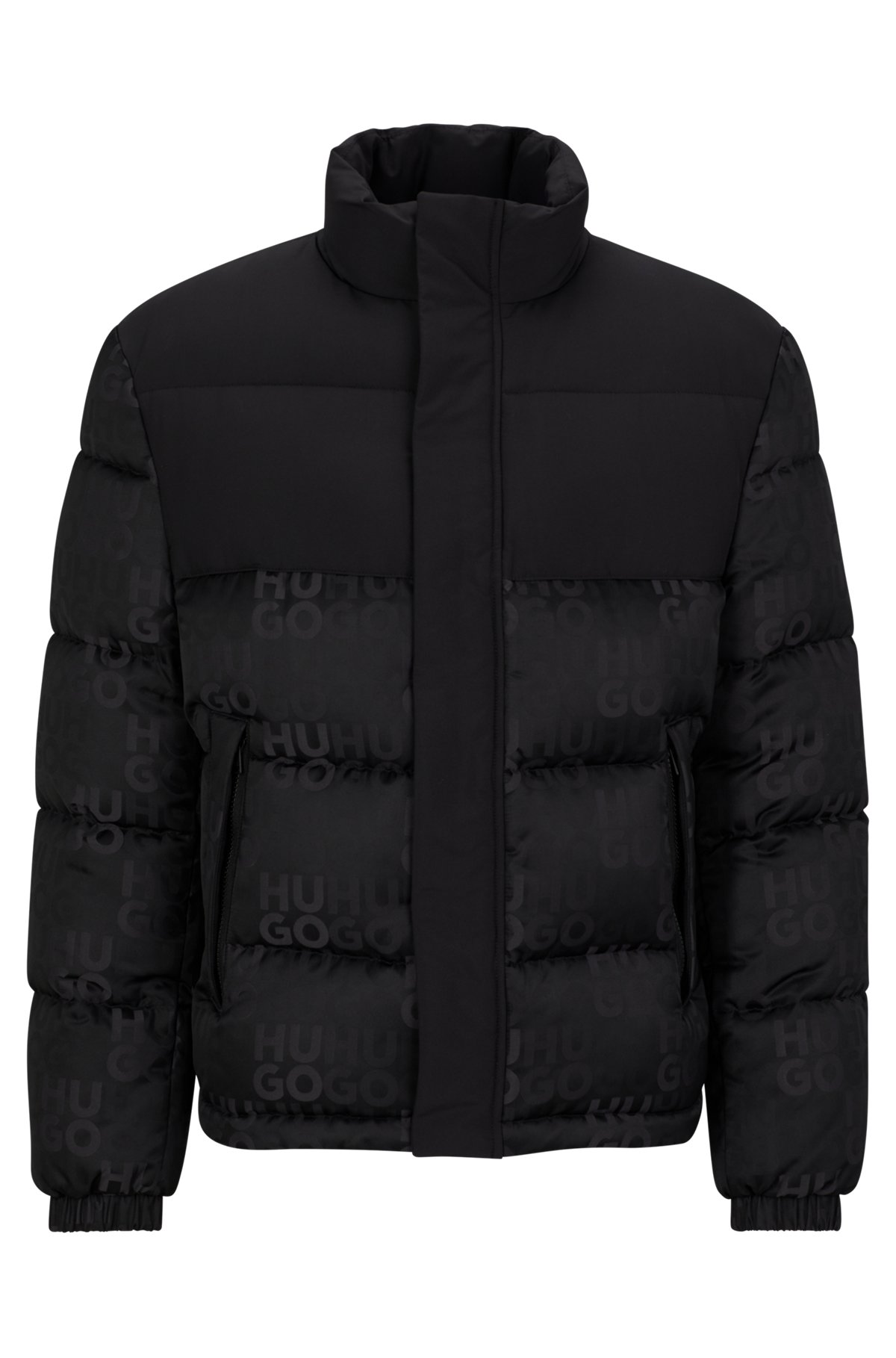 HUGO - Water-repellent puffer jacket with logo jacquard