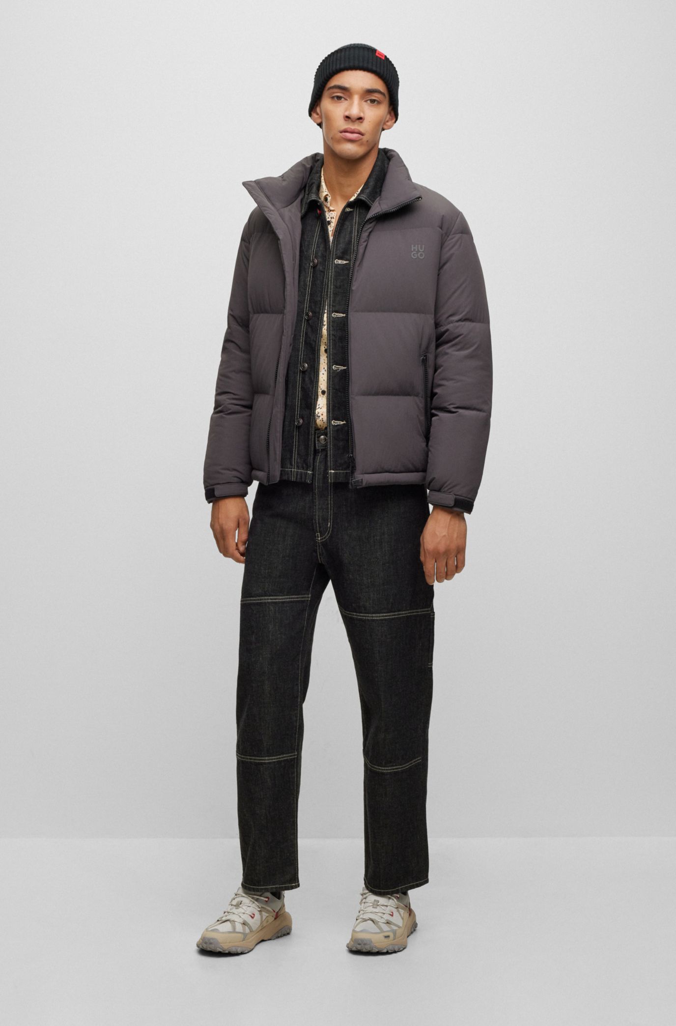 HUGO - Regular-fit water-repellent puffer jacket with stacked logo