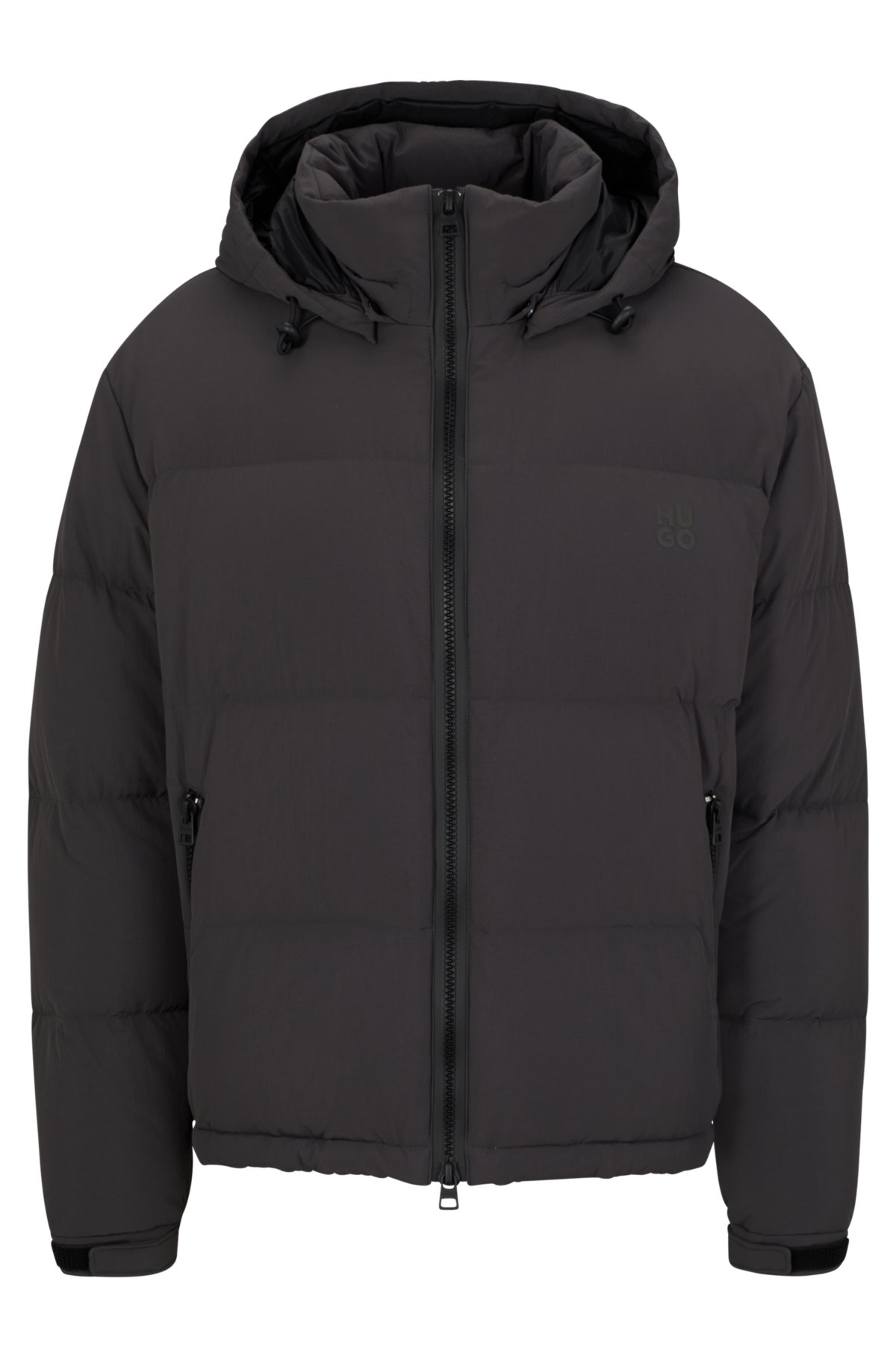 Water-repellent down jacket with detachable hood, Dark Grey