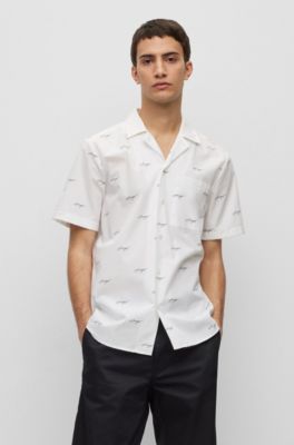 HUGO BOSS RELAXED-FIT SHIRT IN PRINTED COTTON POPLIN
