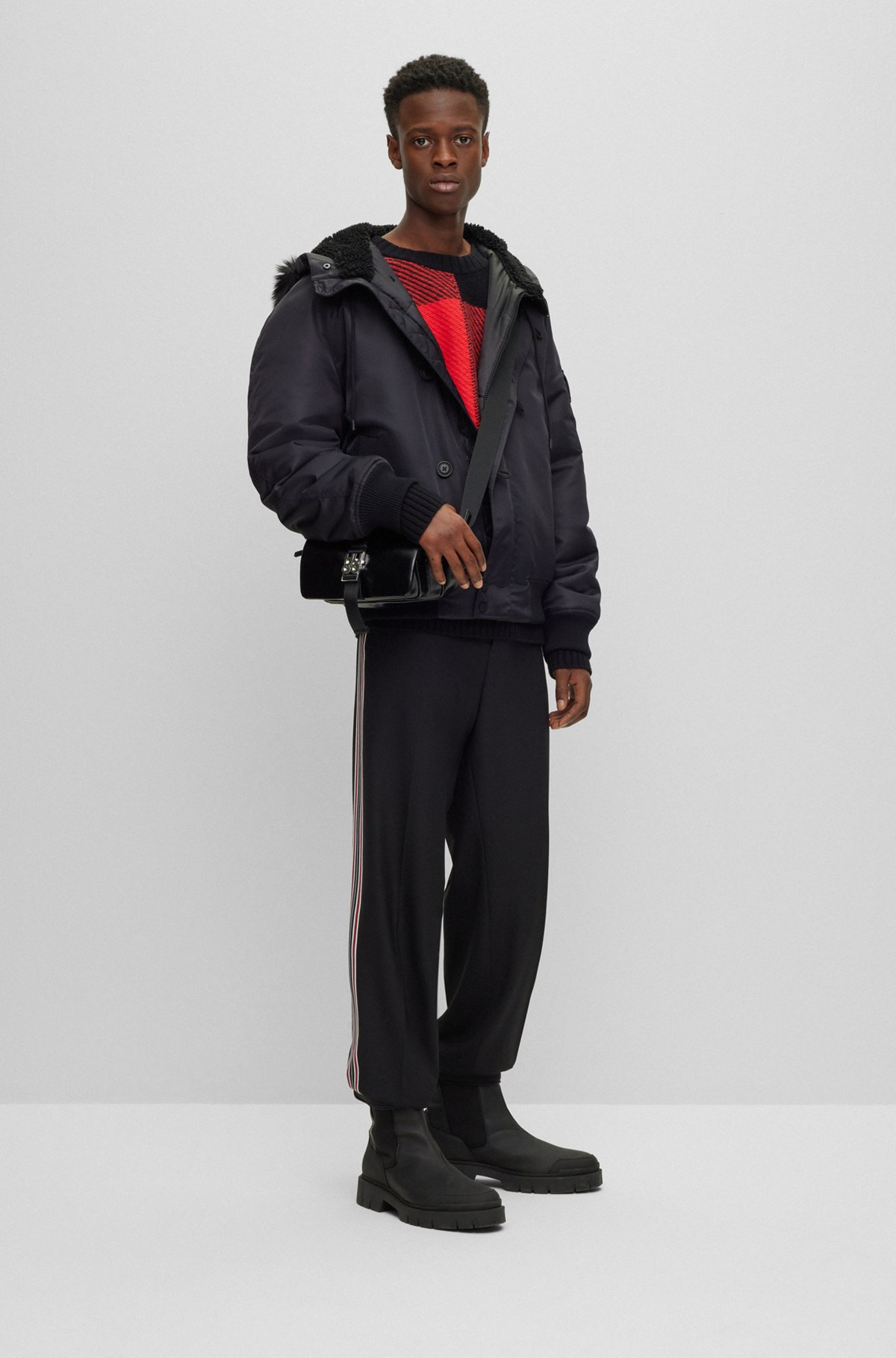 HUGO - Water-repellent padded jacket with faux-fur hood HUGO - Water-repellent padded jacket with faux-fur hood
