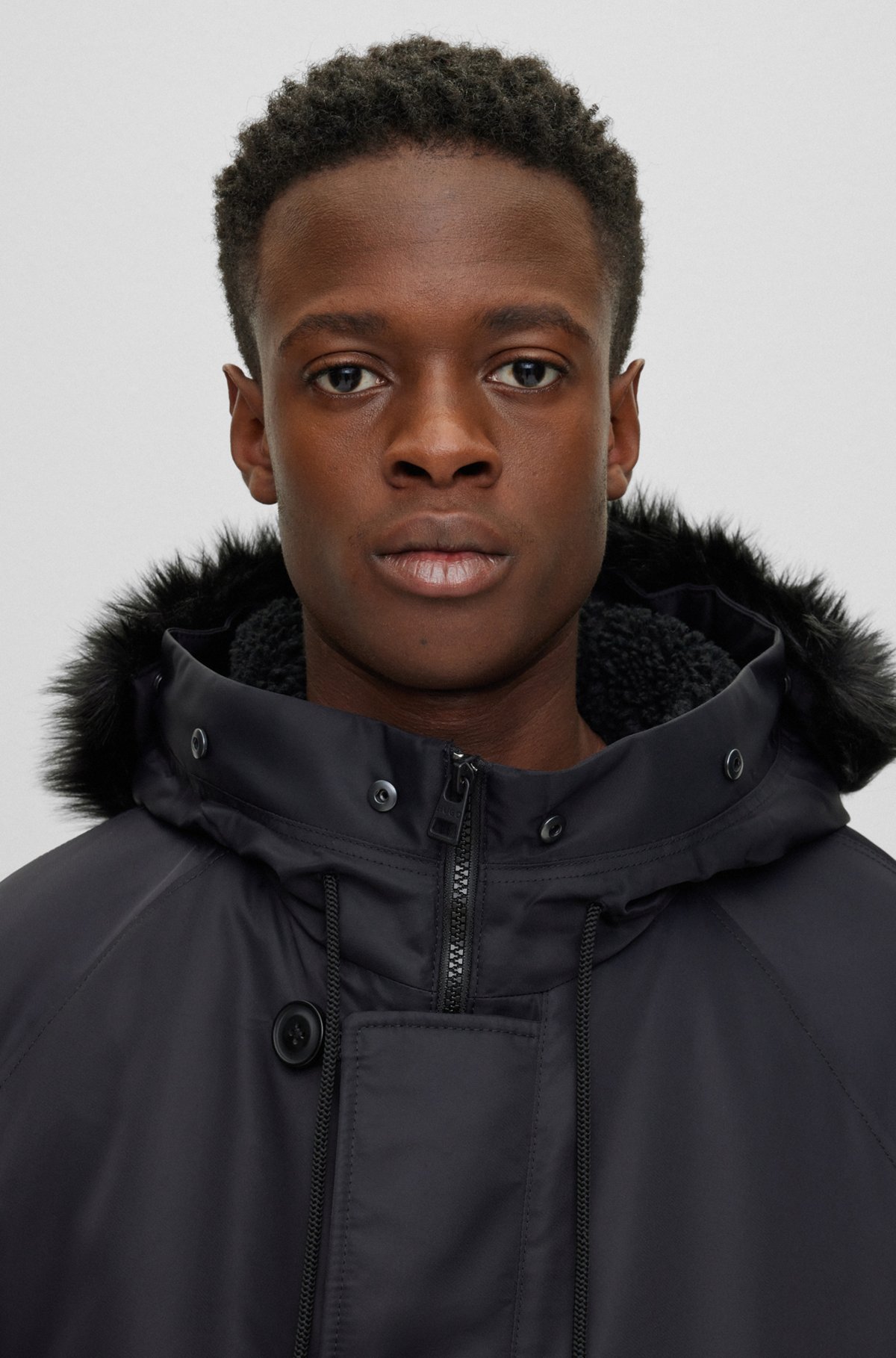 HUGO - Water-repellent padded jacket with faux-fur hood HUGO - Water-repellent padded jacket with faux-fur hood