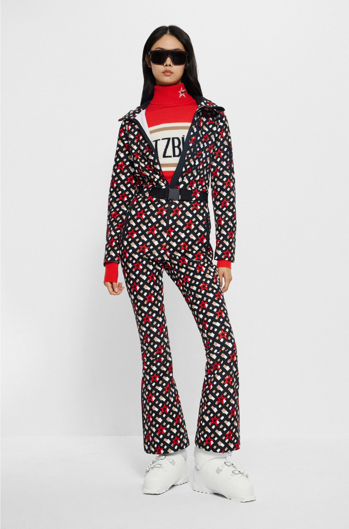 BOSS x Perfect Moment hooded ski suit with stars and monograms