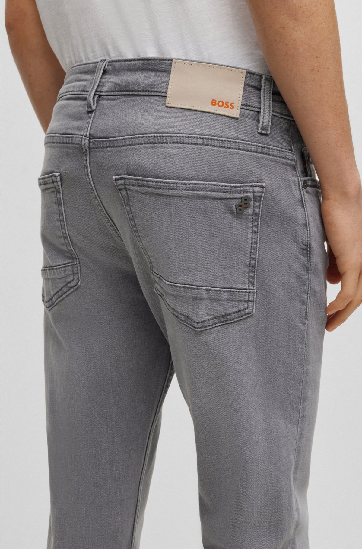 Forholdsvis ribben Niende BOSS - Slim-fit jeans in gray super-stretch denim