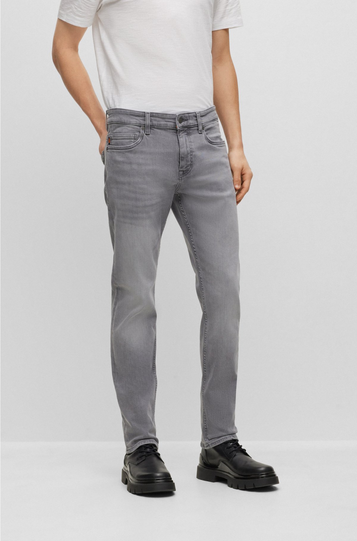 Forholdsvis ribben Niende BOSS - Slim-fit jeans in gray super-stretch denim