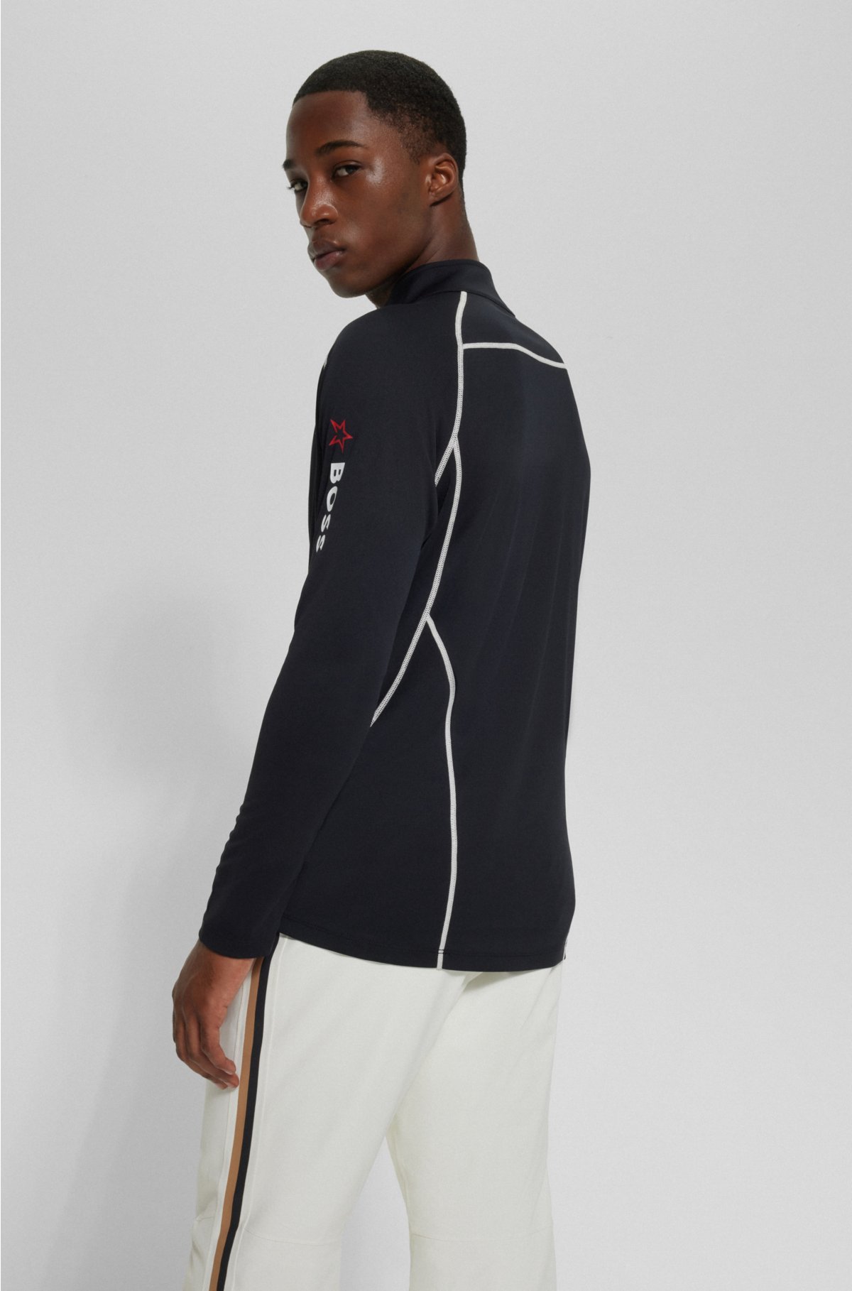 BOSS x Perfect Moment base-layer sweatshirt with branding, Black