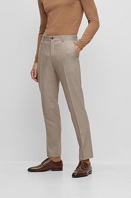 BOSS - Slim-fit pants in melange stretch fabric