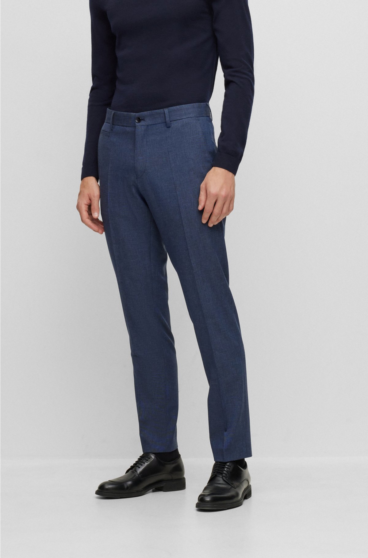 Ankle-length pants with turn-up of lux stretch cotton gabardine