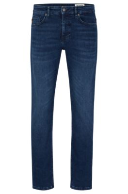 HUGO BOSS DARK-BLUE JEANS IN SUPER-STRETCH DENIM