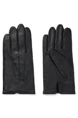 BOSS - Nappa-leather metal lettering with logo gloves