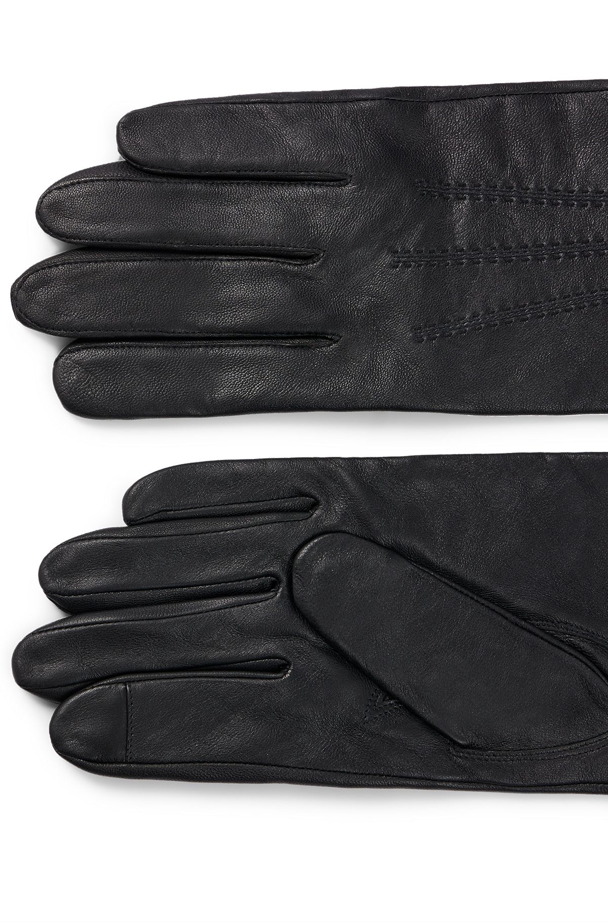 BOSS Nappa-leather gloves logo metal - lettering with