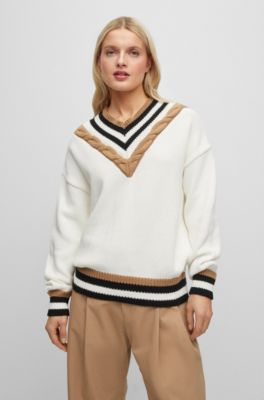 HUGO - Cotton-terry cropped hoodie with vertical logo