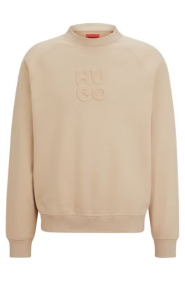 HUGO - Zip-up hoodie with flock-print stacked logos