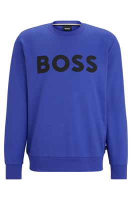 Hugo Boss Cotton Sweatshirt With Rubber-print Logo In Dark Purple