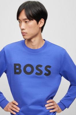 BOSS - Cotton sweatshirt with rubber-print logo